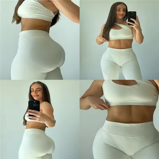 2-teiliges nahtloses Damen-Fitness- und Yoga-Set mit High-Waist-Leggings und Sport-BH – Activewear für Training, Laufen und Workout