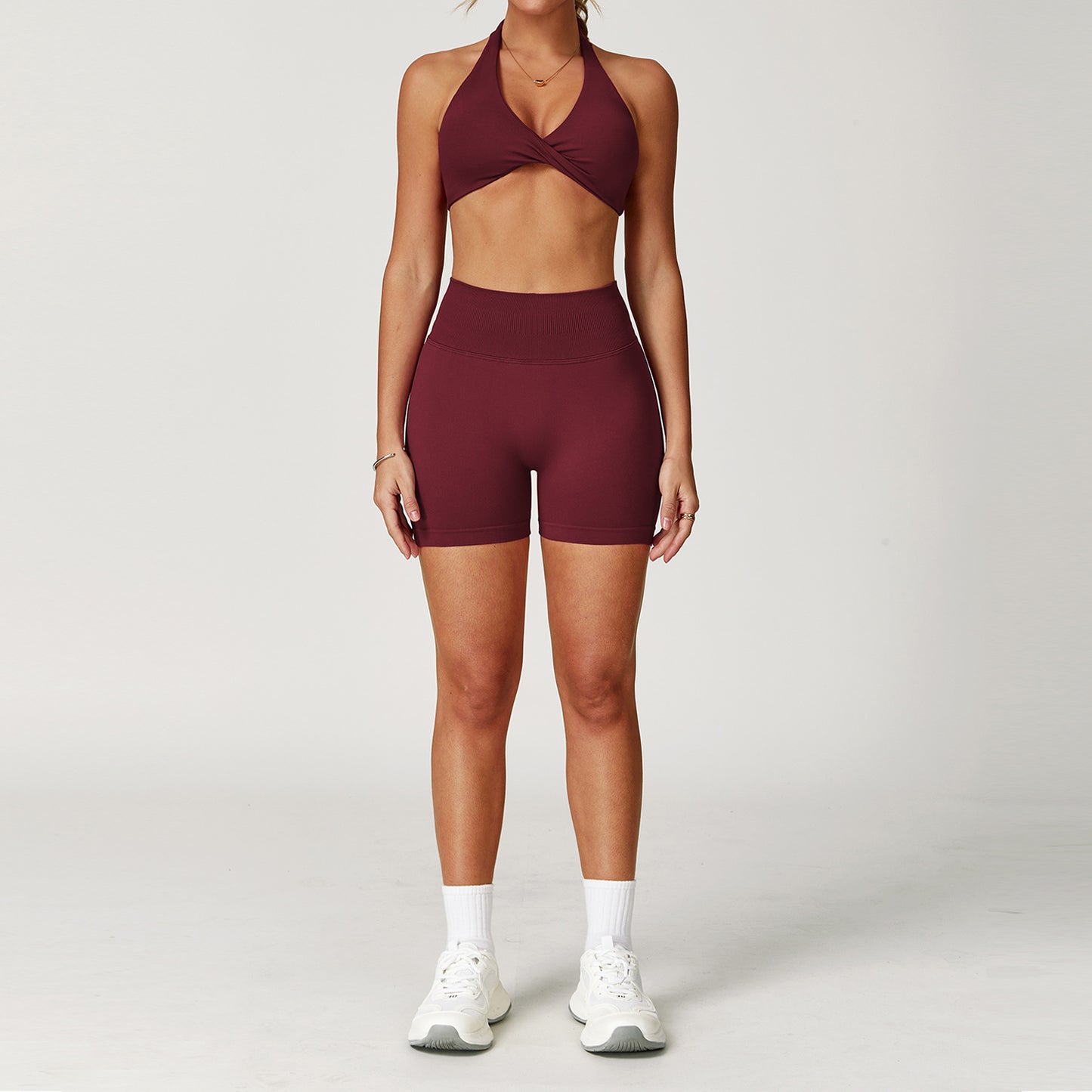 2-teiliges Damen Yoga-Sport-Set – Gym-Trainingsanzug mit langärmeligem Sportshirt & nahtlosen Leggings für Laufen & Workout
