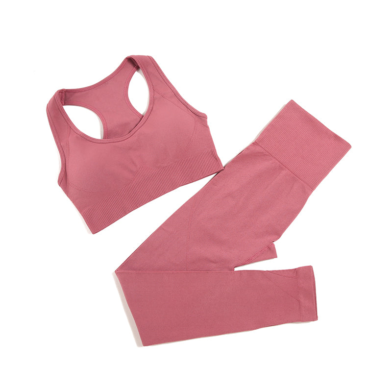 WAREBALL Damen Seamless Yoga-Set (2/3/4-teilig) – Fitness Tracksuit mit Sport-BH & Gym Leggings, Sportbekleidung für Workout