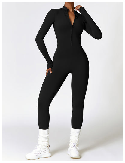 Damen Samt Yoga Fitness Jumpsuit – Push-Up Activewear für Fitnessstudio, Pilates & Training