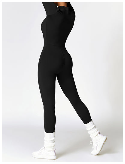 Damen Samt Yoga Fitness Jumpsuit – Push-Up Activewear für Fitnessstudio, Pilates & Training