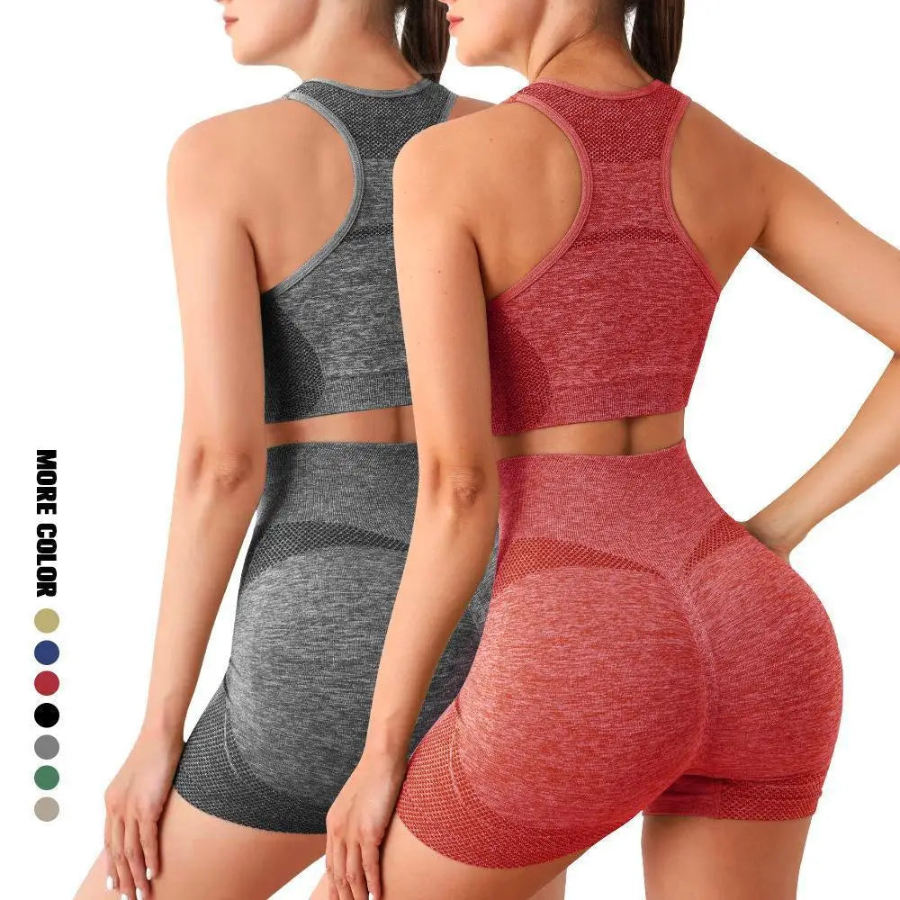 Yoga-Set Damen Gym-Shorts Sport-BHs Workout-Tops für Frauen Yoga-Bekleidung Fitness-Leggings Seamless Gym-Set