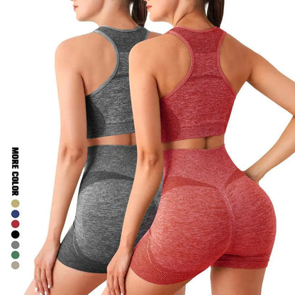 Yoga-Set Damen Gym-Shorts Sport-BHs Workout-Tops für Frauen Yoga-Bekleidung Fitness-Leggings Seamless Gym-Set