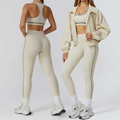 Damen Yoga- & Fitness-Set 2/3-teilig – Leggings, Sport-BH & Langarm-Top, Sportanzug für Gym & Workout