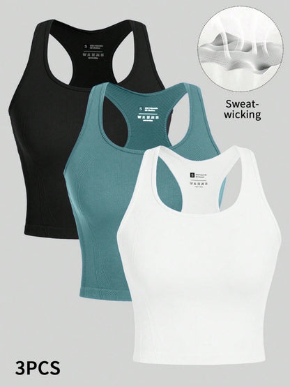 Damen 3er Crop Tank Set – Seamless & Atmungsaktiv