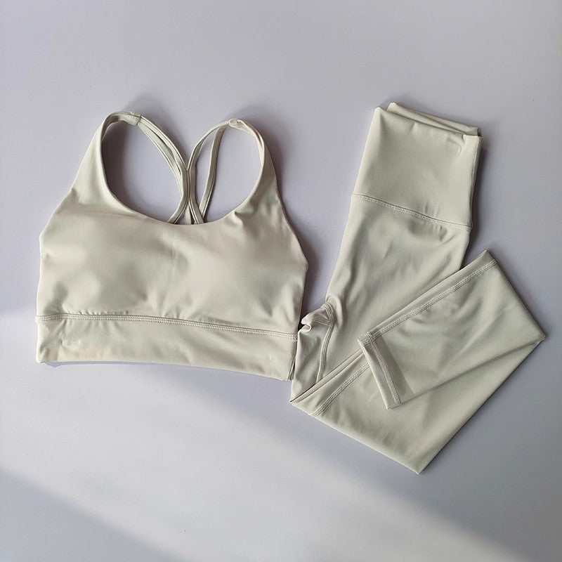 Atmungsaktives Damen Yoga-Set (2-teilig) – Crop Top mit Sport-BH & High-Waist Leggings, Fitness- & Gym Outfit