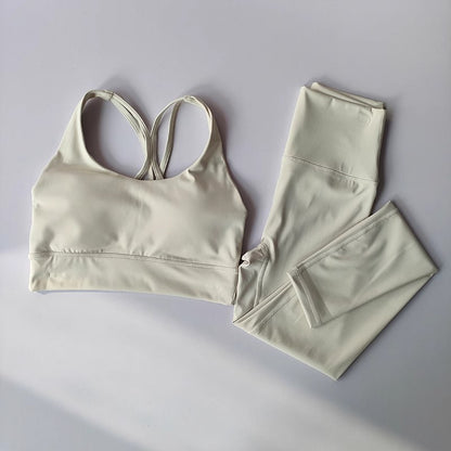 Atmungsaktives Damen Yoga-Set (2-teilig) – Crop Top mit Sport-BH & High-Waist Leggings, Fitness- & Gym Outfit