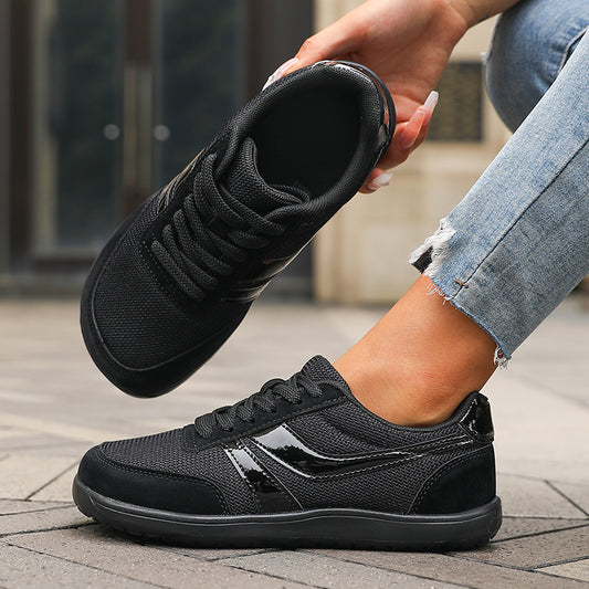 Barefoot Schuhe Damen Herren Kaufen – Wide Toe Sneaker, Breite Zehenbox, Atmungsaktive Canvas & Mesh Freizeitschuhe Schwarz