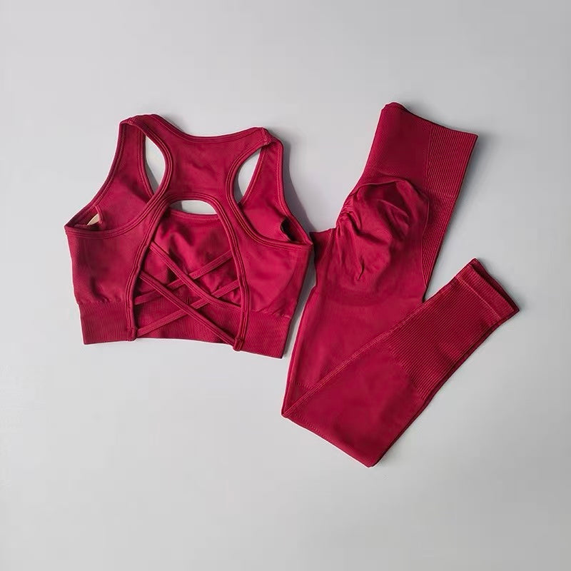 2-teiliges Damen Fitness-Set – Stoßfester Sport-BH & High-Waist Leggings für Running, Yoga & Workout