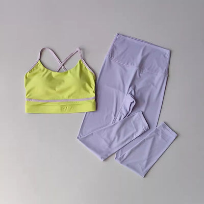 Damen Yoga- & Fitness-Set (2-teilig) – High-Waist Leggings & Sport-BH, Gym Outfit für Workout & Activewear