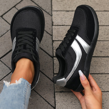 Barefoot Schuhe Damen Herren Kaufen – Wide Toe Sneaker, Breite Zehenbox, Atmungsaktive Canvas & Mesh Freizeitschuhe Schwarz