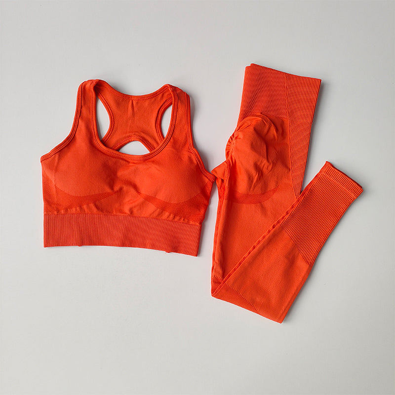 2-teiliges professionelles Damen Fitness-Set – Widerstandsfähiger Sport-BH & Tank-Top, Leggings für Yoga & Laufen, Sportbekleidung mit Eleganz im Rücken-Design