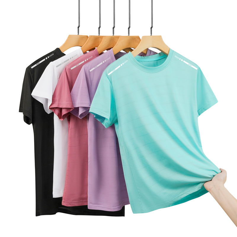 CHRLCK Damen Mesh Sport T-Shirt Kurzarm – Atmungsaktiv, Einfarbig & Reflektierend für Jogging & Fitness