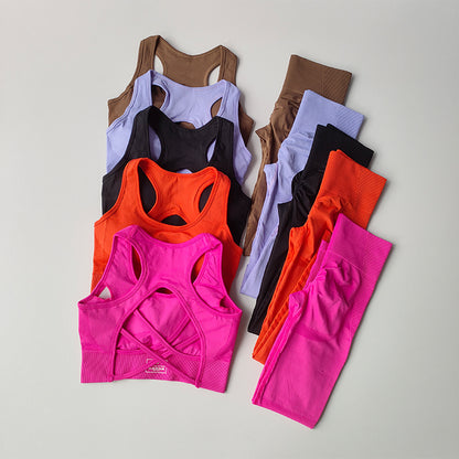 2-teiliges professionelles Damen Fitness-Set – Widerstandsfähiger Sport-BH & Tank-Top, Leggings für Yoga & Laufen, Sportbekleidung mit Eleganz im Rücken-Design