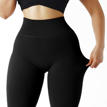 Damen High-Waist Seamless Yoga Leggings – Gerippte Sportleggings für Fitness
