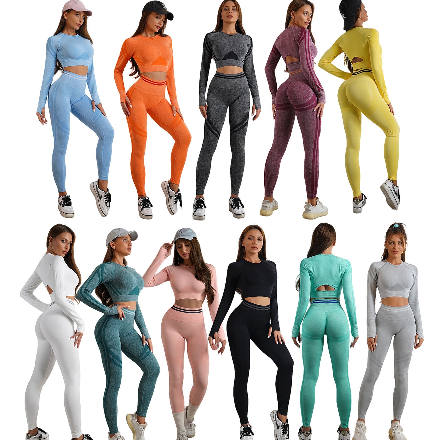 Nahtloses Damen Sport-Set – Booty Yoga Hose mit Push-Up-Effekt & Kurzarm Fitness-Shirt, Activewear für Gym & Workout