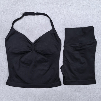Damen Yoga Set – Backless Top & Shorts (2-teilig) für Fitness & Gym