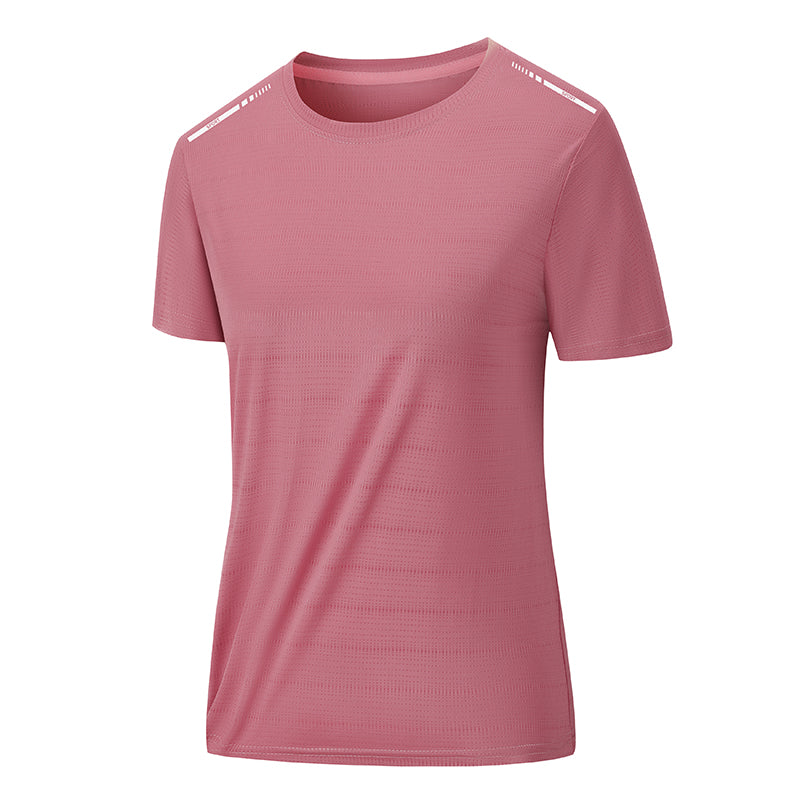 CHRLCK Damen Mesh Sport T-Shirt Kurzarm – Atmungsaktiv, Einfarbig & Reflektierend für Jogging & Fitness