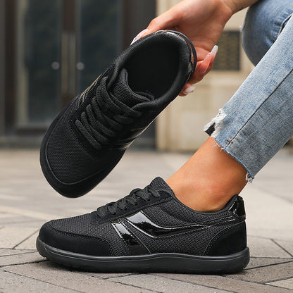 Barefoot Schuhe Damen Herren Kaufen – Wide Toe Sneaker, Breite Zehenbox, Atmungsaktive Canvas & Mesh Freizeitschuhe Schwarz