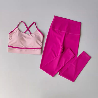 Damen Yoga- & Fitness-Set (2-teilig) – High-Waist Leggings & Sport-BH, Gym Outfit für Workout & Activewear