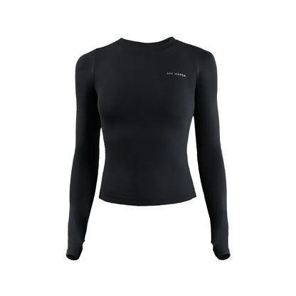 Damen Langarm Crop Top – Yoga, Fitness, Running & Training Sportshirt einfarbig