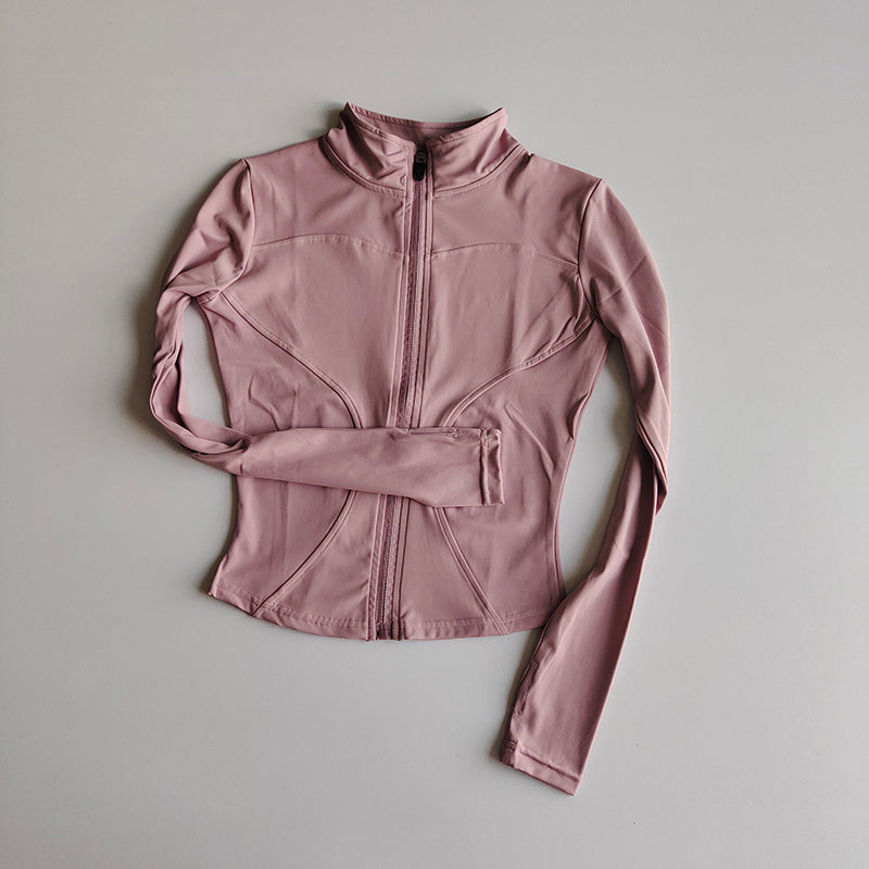 Damen Fitnessjacke mit Reißverschluss – Langarm Slim Fit, Schnelltrocknend, Stehkragen, für Yoga, Laufen & Outdoor