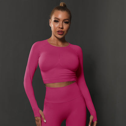2-teiliges Energy Seamless Damen Sport-Set – Push-Up Sporthose mit Bubble-Butt-Effekt & Langarmshirt, Fitness- & Lauf-Set