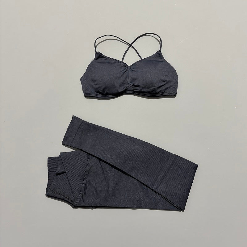 2-teiliges Vision Damen Sport-Set – Sommer Yoga- & Fitness-Outfit mit Cross-Back rückenfreiem Top & Leggings für Pilates & Workout