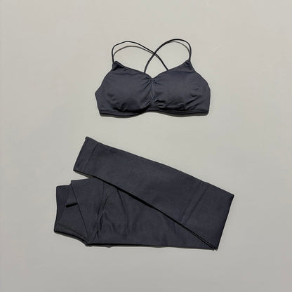 2-teiliges Vision Damen Sport-Set – Sommer Yoga- & Fitness-Outfit mit Cross-Back rückenfreiem Top & Leggings für Pilates & Workout