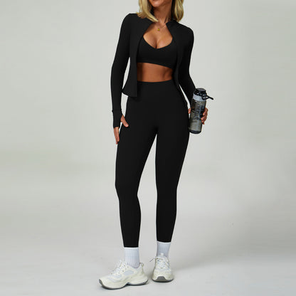 2–3-teiliges Damen Yoga-Set – Sport-BH, High-Waist Leggings & Shorts, Fitness-Outfit für Gym & Training, Push-up Sportbekleidung
