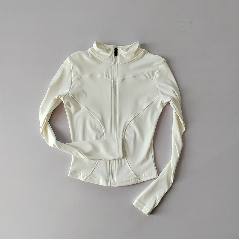 Damen Fitnessjacke mit Reißverschluss – Langarm Slim Fit, Schnelltrocknend, Stehkragen, für Yoga, Laufen & Outdoor