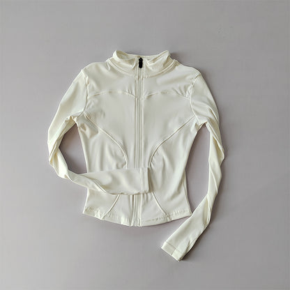 Damen Fitnessjacke mit Reißverschluss – Langarm Slim Fit, Schnelltrocknend, Stehkragen, für Yoga, Laufen & Outdoor