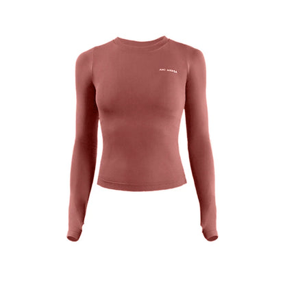 Damen Langarm Crop Top – Yoga, Fitness, Running & Training Sportshirt einfarbig