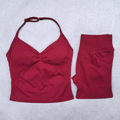 Damen Yoga Set – Backless Top & Shorts (2-teilig) für Fitness & Gym