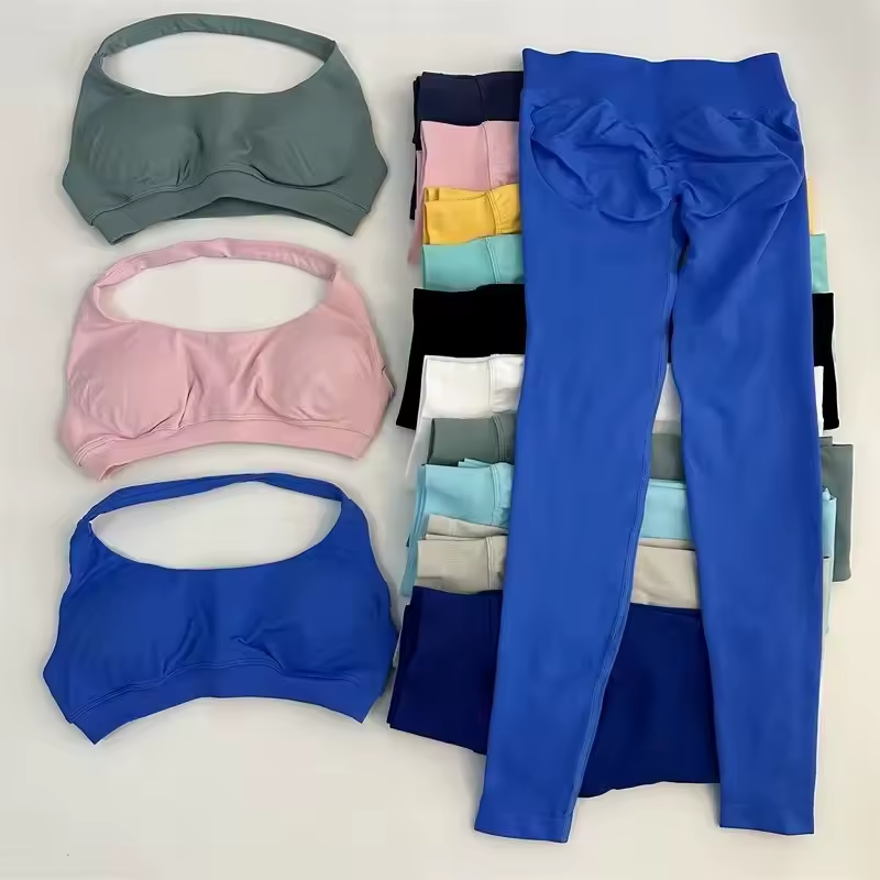 2-teiliges nahtloses Damen-Fitness- und Yoga-Set mit High-Waist-Leggings und Sport-BH – Activewear für Training, Laufen und Workout