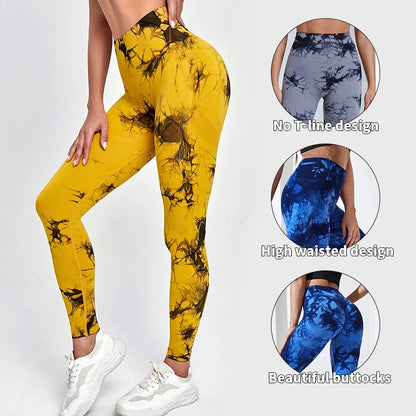 Damen Tie-Dye 7/8 Leggings – High-Waist & atmungsaktiv für Workout