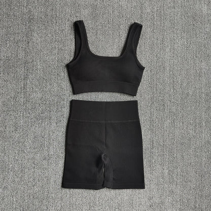 WAREBALL Damen Fitness-Set (2-teilig) – Seamless Sport-BH & Sexy Shorts für Gym, Workout & Running
