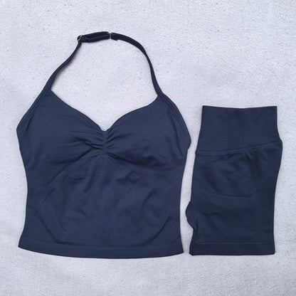 Damen Yoga Set – Backless Top & Shorts (2-teilig) für Fitness & Gym