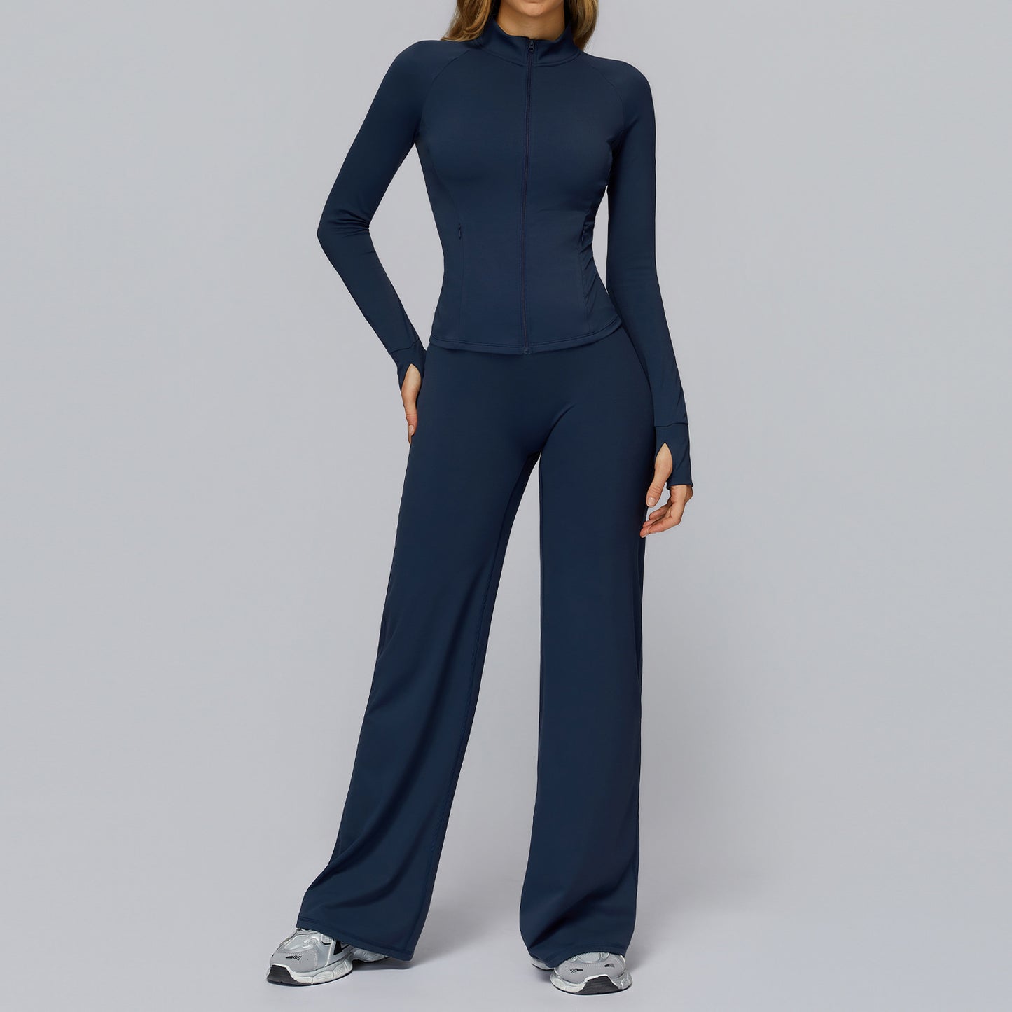 Damen Yoga Set 2–3-teilig – Fitness Sportbekleidung mit Langarm-Shirt, Sport-BH & Leggings, Gym & Training, High Performance