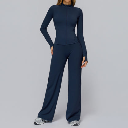 Damen Yoga Set 2–3-teilig – Fitness Sportbekleidung mit Langarm-Shirt, Sport-BH & Leggings, Gym & Training, High Performance