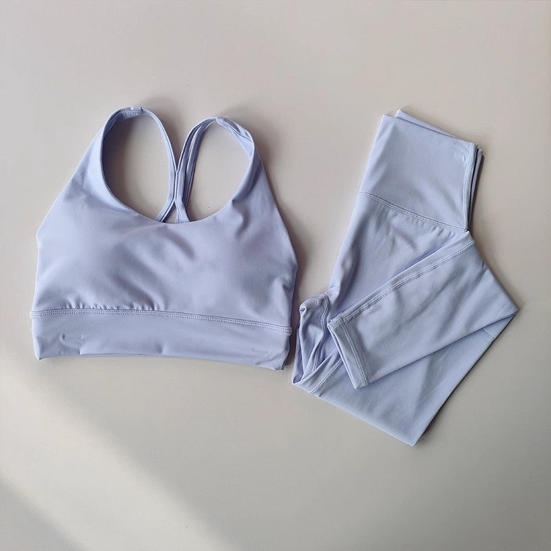 Atmungsaktives Damen Yoga-Set (2-teilig) – Crop Top mit Sport-BH & High-Waist Leggings, Fitness- & Gym Outfit