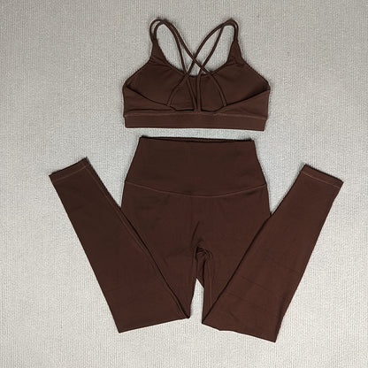 2-teiliges Damen Gym- & Yoga-Set – High-Waist Leggings & Cross-Back Sport-BH, Fitness Running Workout Tracksuit
