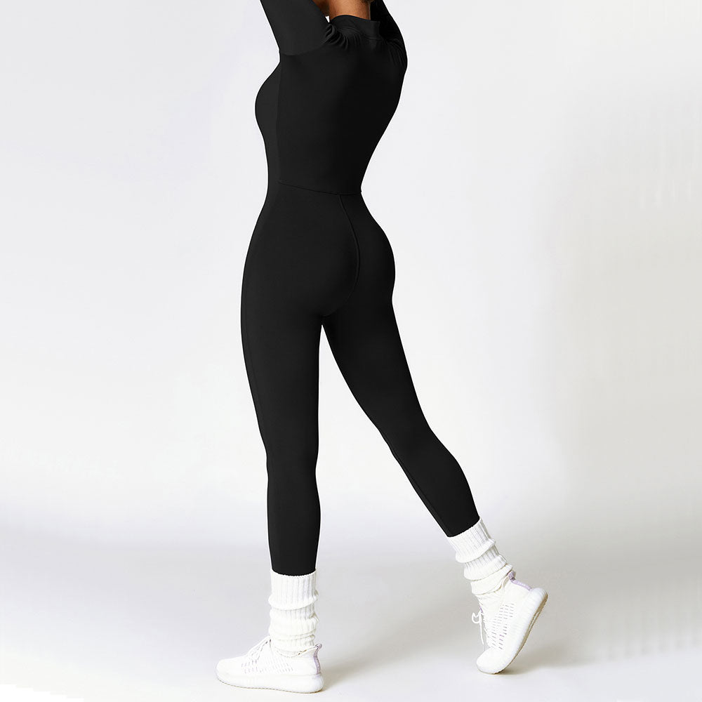 Damen Samt Yoga Fitness Jumpsuit – Push-Up Activewear für Fitnessstudio, Pilates & Training