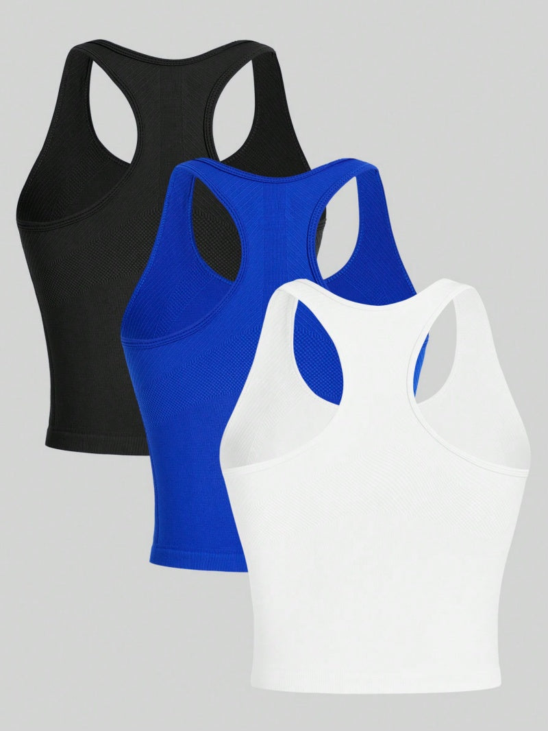 Damen 3er Crop Tank Set – Seamless & Atmungsaktiv