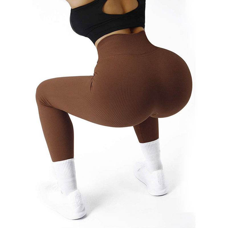 Damen High-Waist Seamless Yoga Leggings – Gerippte Sportleggings für Fitness