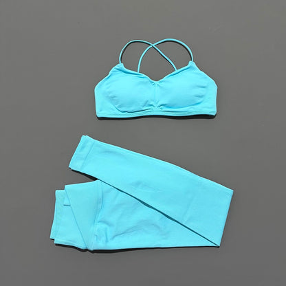 2-teiliges Vision Damen Sport-Set – Sommer Yoga- & Fitness-Outfit mit Cross-Back rückenfreiem Top & Leggings für Pilates & Workout