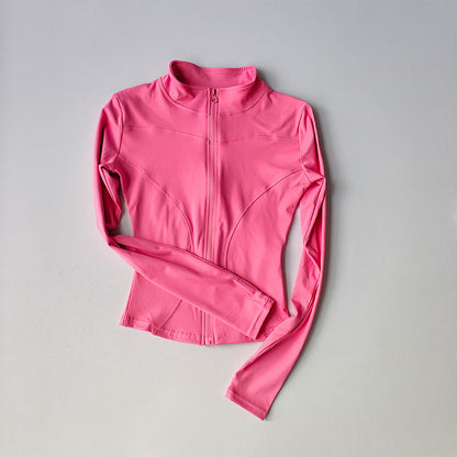 Damen Fitnessjacke mit Reißverschluss – Langarm Slim Fit, Schnelltrocknend, Stehkragen, für Yoga, Laufen & Outdoor