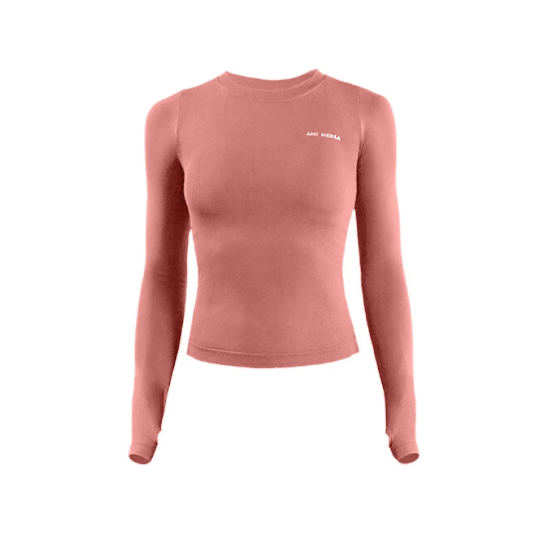 Damen Langarm Crop Top – Yoga, Fitness, Running & Training Sportshirt einfarbig