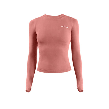 Damen Langarm Crop Top – Yoga, Fitness, Running & Training Sportshirt einfarbig