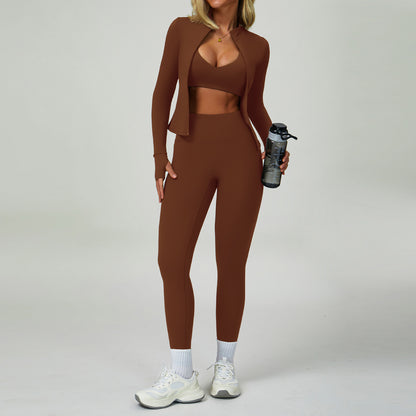 2–3-teiliges Damen Yoga-Set – Sport-BH, High-Waist Leggings & Shorts, Fitness-Outfit für Gym & Training, Push-up Sportbekleidung
